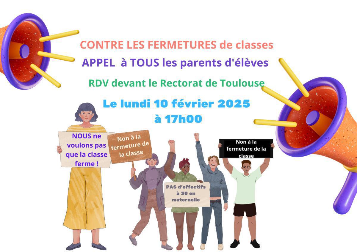 MOBILISATION contre les fermetures de classe - RDV lundi 10 février devant le rectorat à 17h