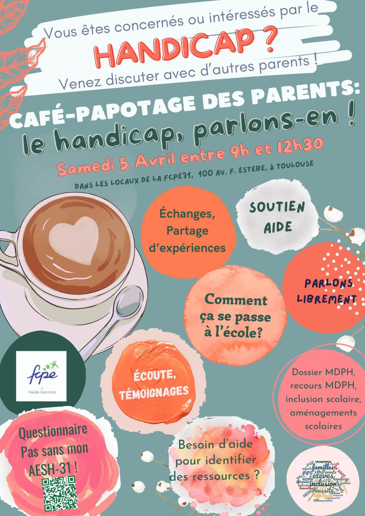 Retour sur le café-papotage des parents sur le thème du Handicap du samedi 5 Avril 2025 Retour sur le café-papotage des parents sur le thème du Handicap du samedi 5 Avril 2025