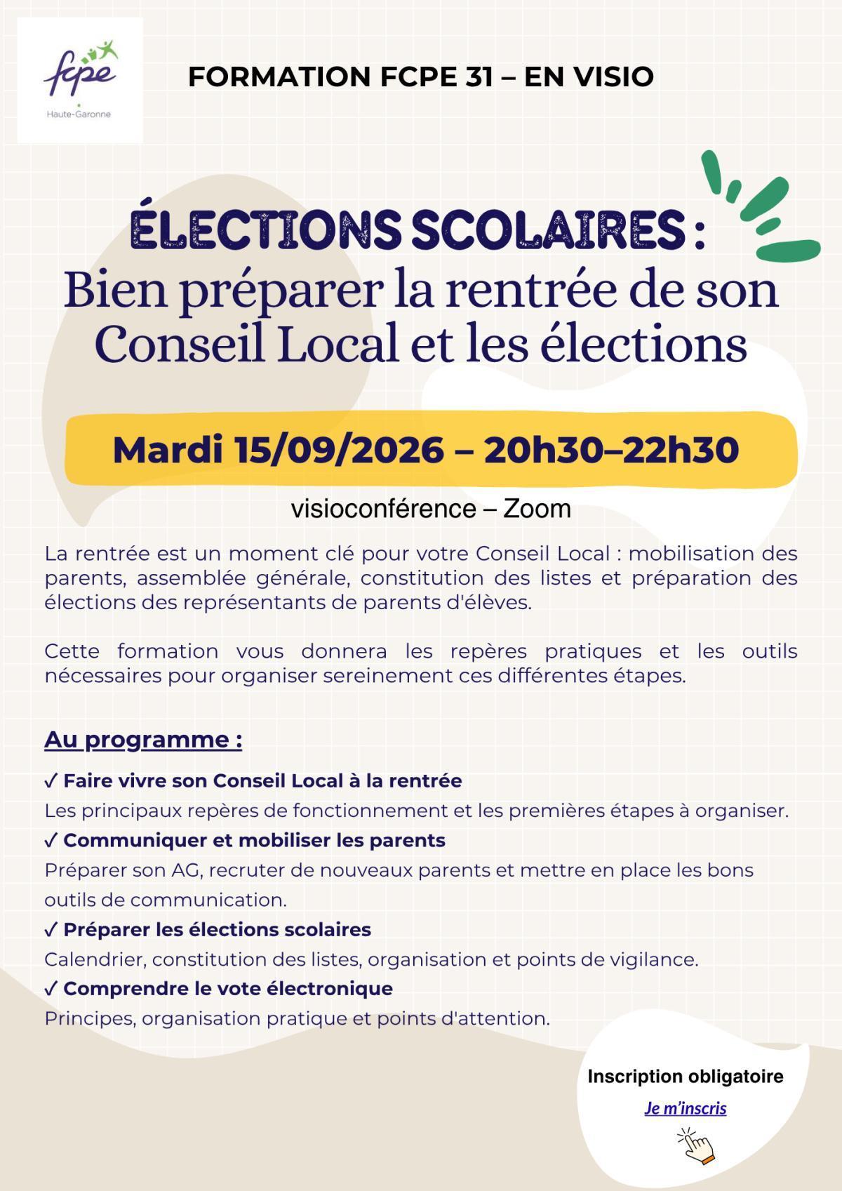 Formation du 15/09/26 : ÉLECTIONS RPE 2026
