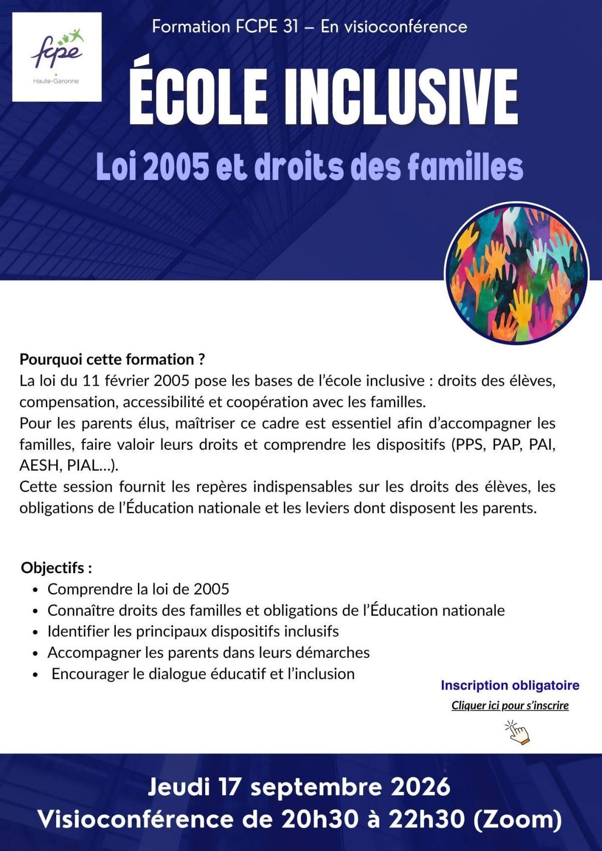 Formation du 17/09/26 : École Inclusive 
