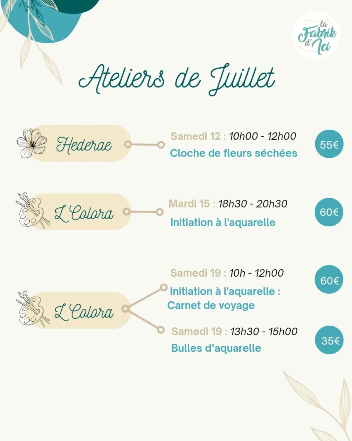 Ateliers créatifs à La Fabrik d'Ici