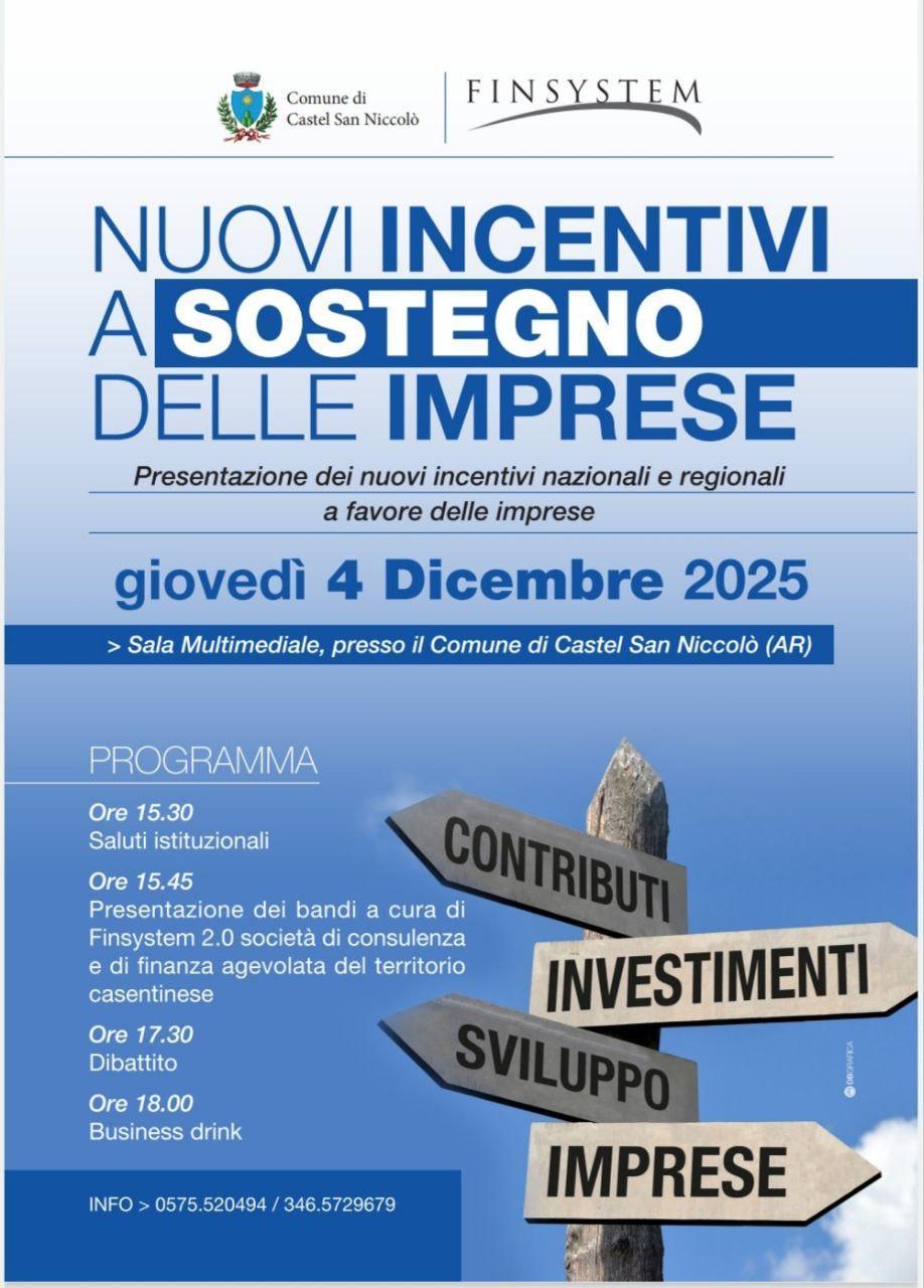 Presentazione dei nuovi incentivi nazionali e regionali a favore delle imprese (dalle ore 15.30)