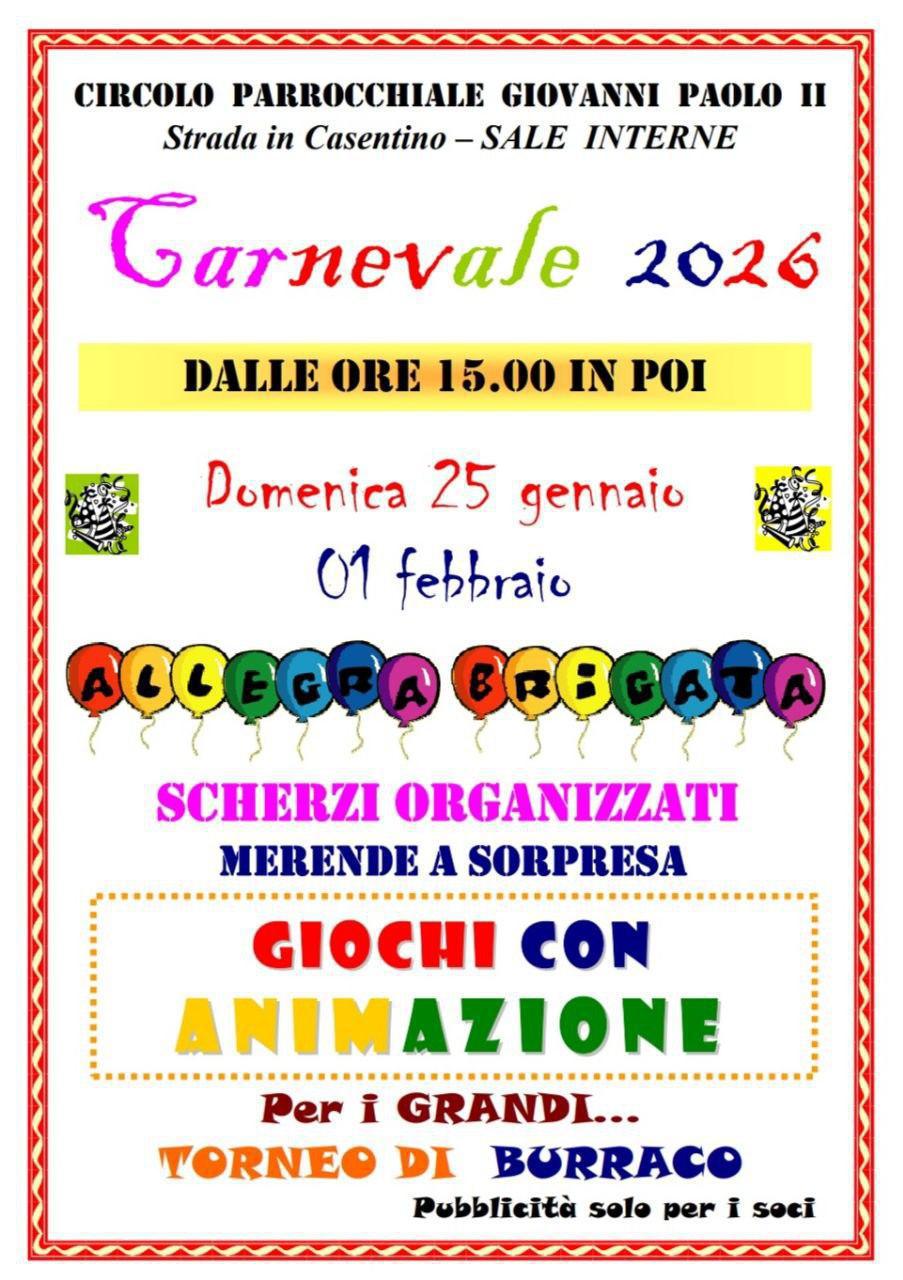 Carnevale 2026 (dalle ore 15.00)