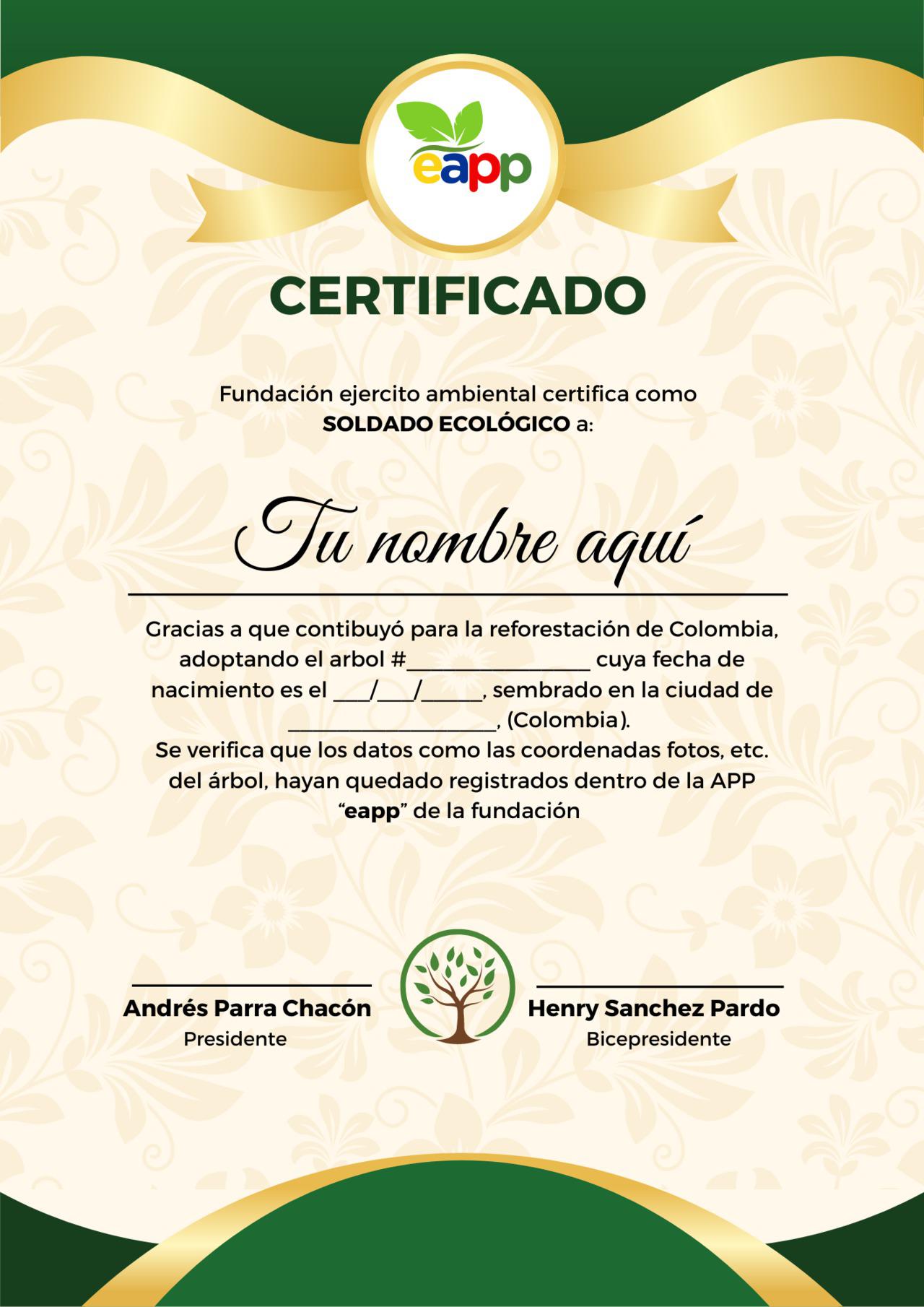 certificado de adopción vacío