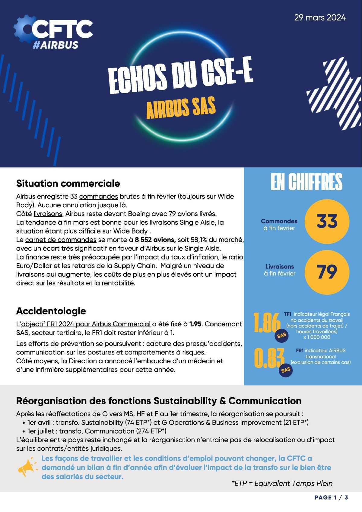 Echos du CSE-E - Airbus SAS - Mars 2024