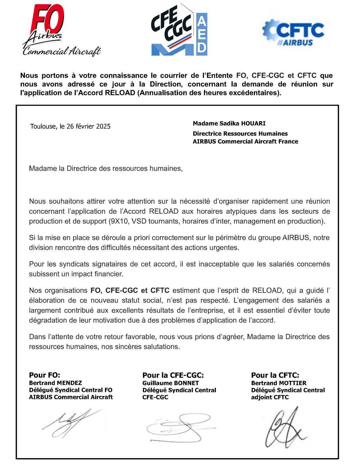 TRACT ENTENTE - Application de RELOAD sur les heures excédentaires - Février 2025