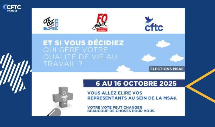 📢  Elections MSAE du 6 au 16/10/2025: votez CFTC!