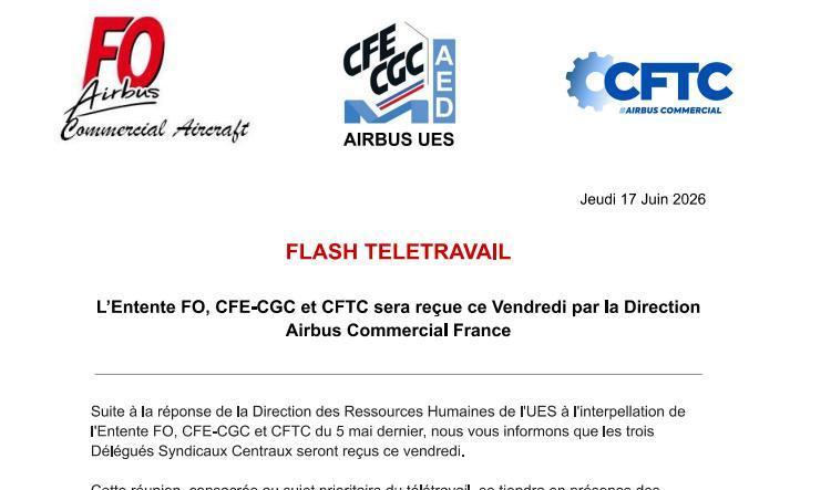  🔵 CFTC - Télétravail - Réunion avec la direction