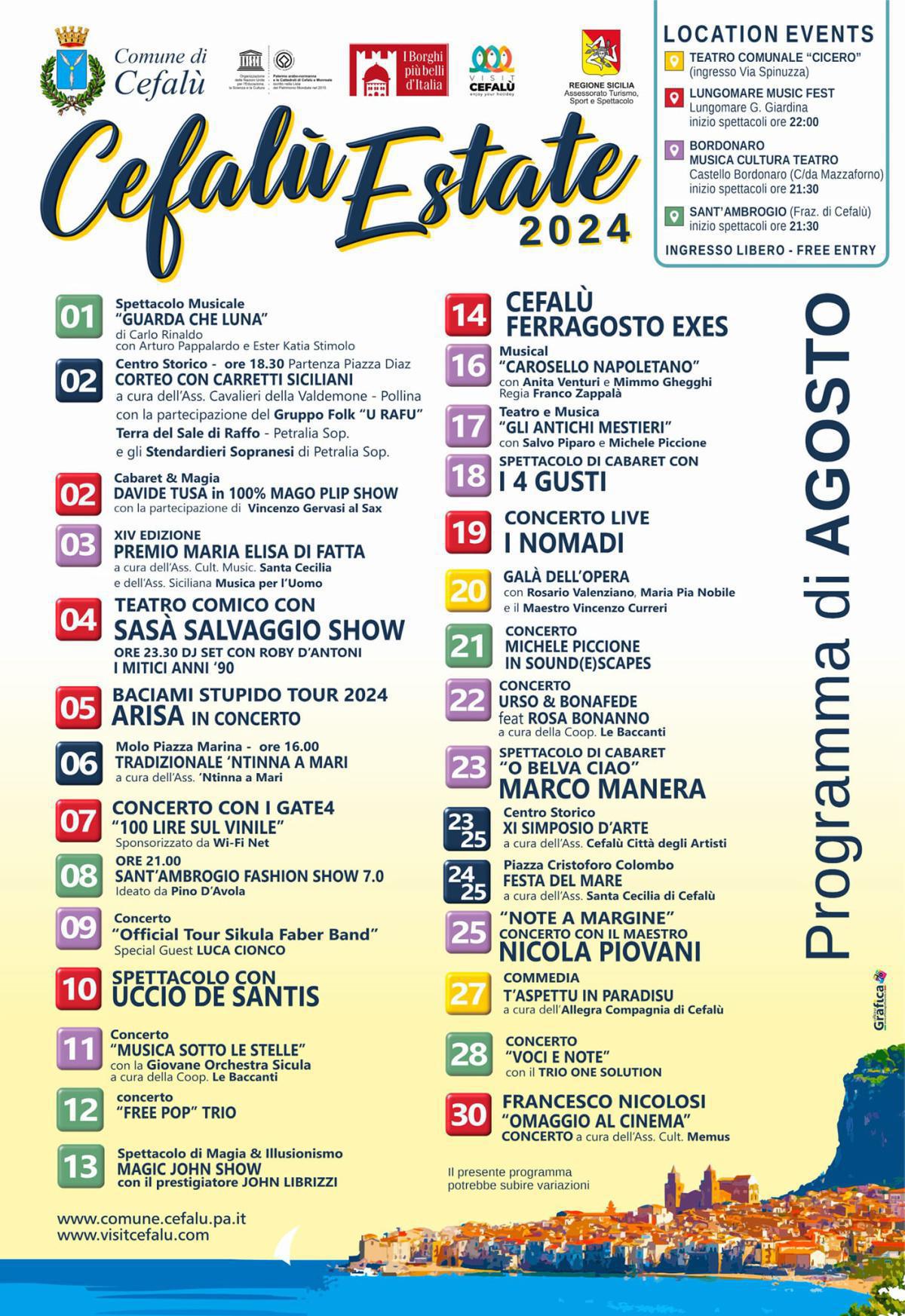 Concerto Live I Nomadi - Cefalù Estate 2024 (inizio ore 22:00)