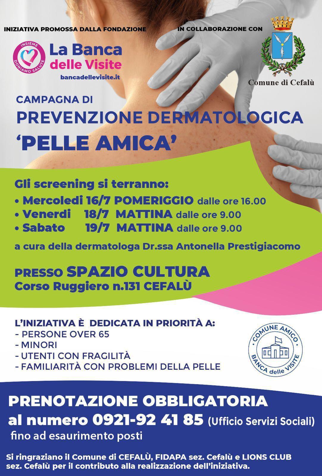 Banca delle Visite per Cefalù: campagna di prevenzione dermatologica (inizio ore 9.00)