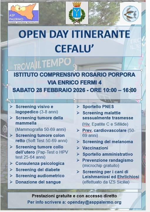 Open Day Itinerante Cefalù (dalle ore 10.00 alle ore 16.00)