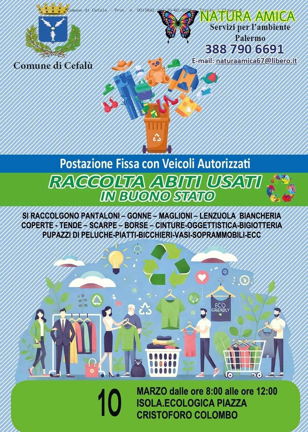 Raccolta Abiti Usati in Buono Stato (dalle ore 8:00 alle 12:00)