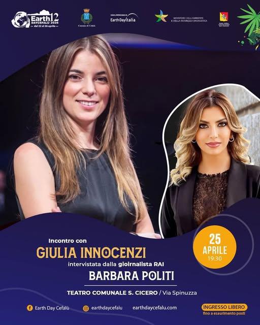 Incontro con la conduttrice televisiva Giulia Innocenzi, intervistata dalla giornalista Rai Barbara Politi (inizio ore 19.30)
