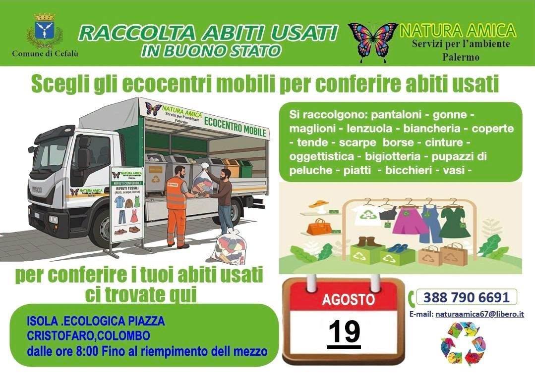 Raccolta Abiti Usati in Buono Stato (dalle ore 8:00 fino al riempimento del mezzo)