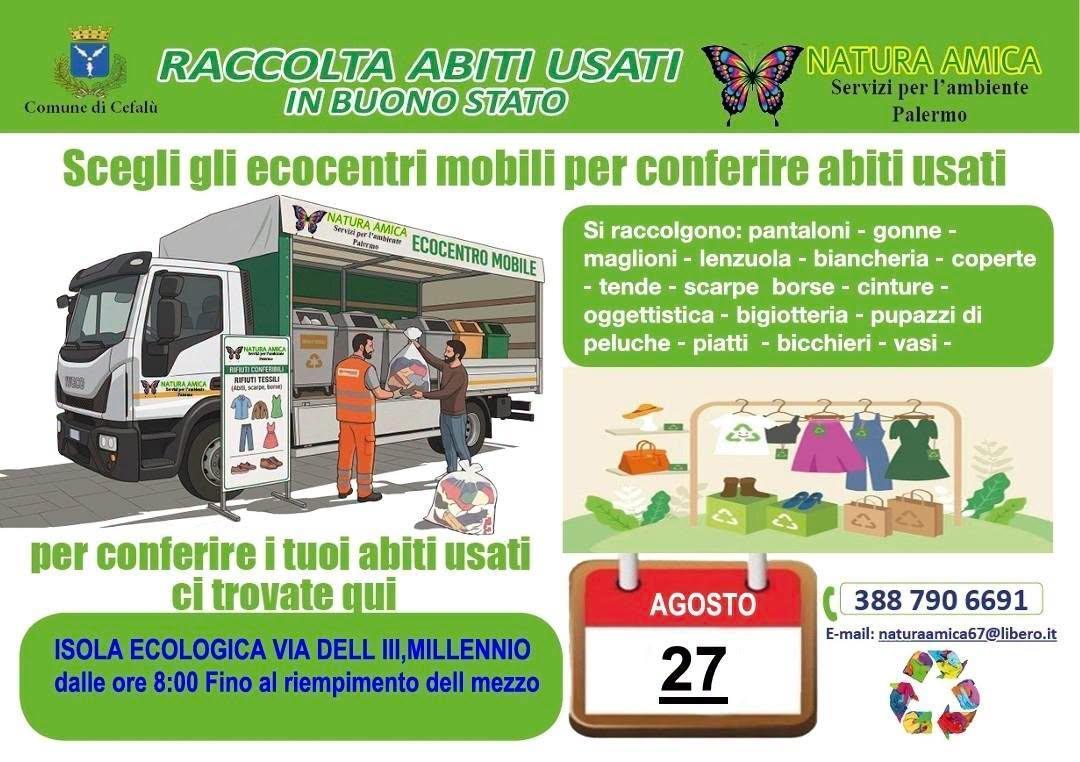 Raccolta Abiti Usati in Buono Stato (dalle ore 8:00 fino al riempimento del mezzo)