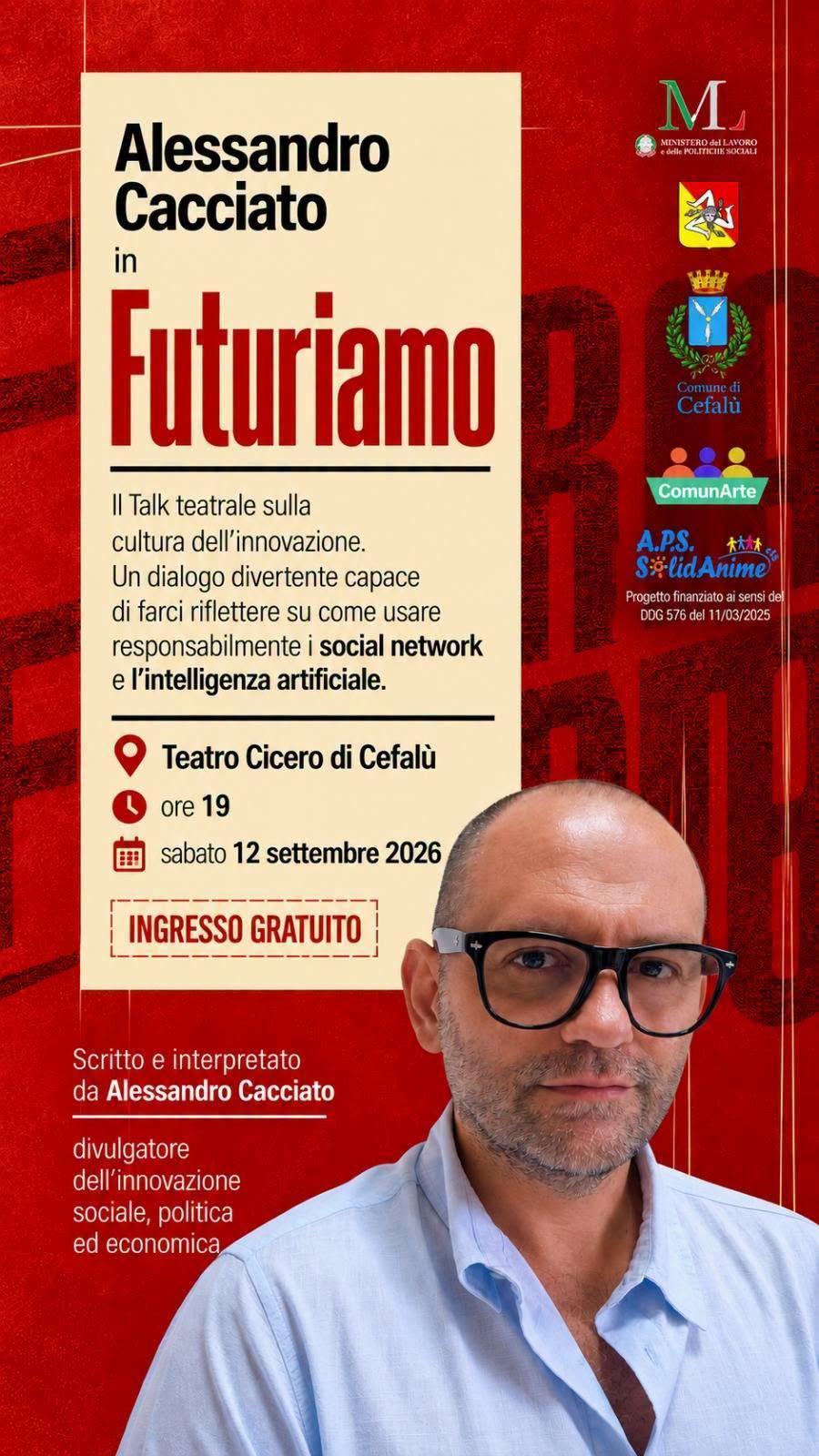 Talk teatrale con Alessandro Cacciato in "Futuriamo" (inizio ore 19:00)