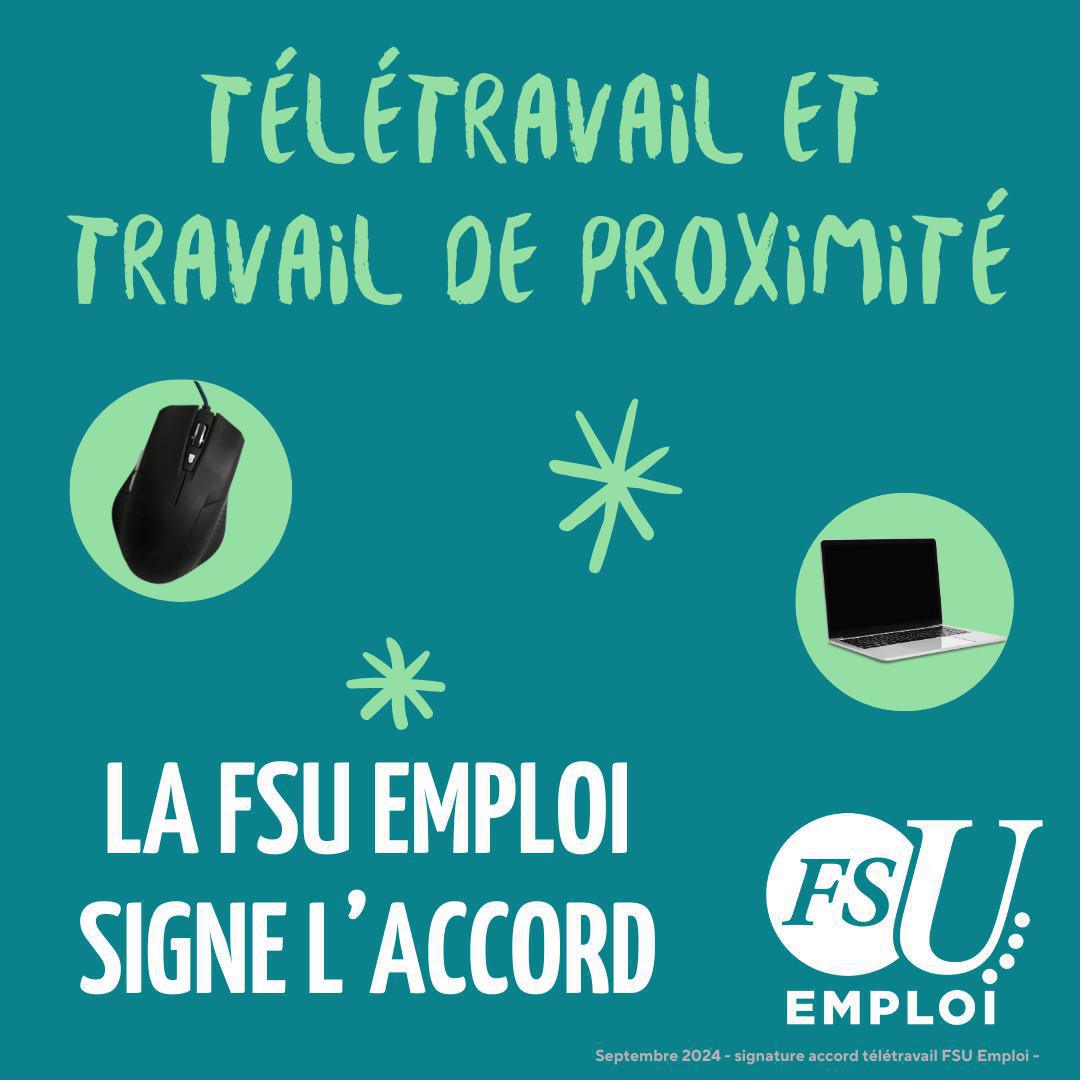 La FSU Emploi signe l'accord "télétravail et travail de proximité"  La FSU Emploi signe l'accord "télétravail et travail de proximité"