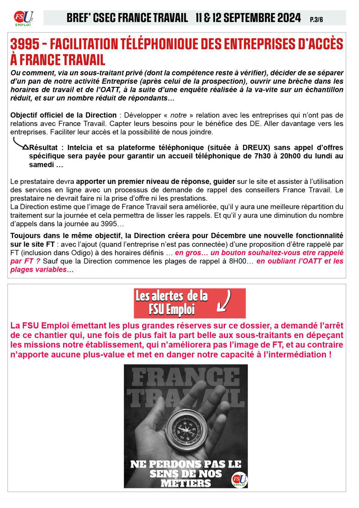 CSEC : 3995 - Facilitation téléphonique des entreprises d’accès à France Travail CSEC : 3995 - Facilitation téléphonique des entreprises d’accès à France Travail