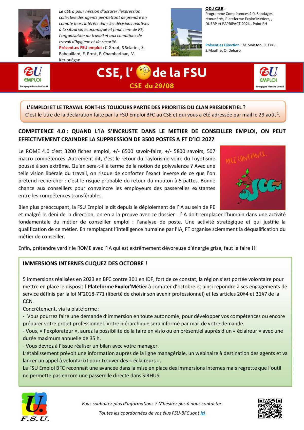 L'oeil de la FSU Emploi BFC - Août 2024 L'oeil de la FSU Emploi BFC - Août 2024
