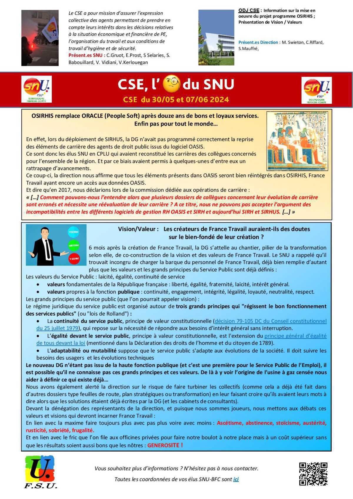L'oeil de la FSU Emploi BFC - mai 2024 L'oeil de la FSU Emploi BFC - mai 2024