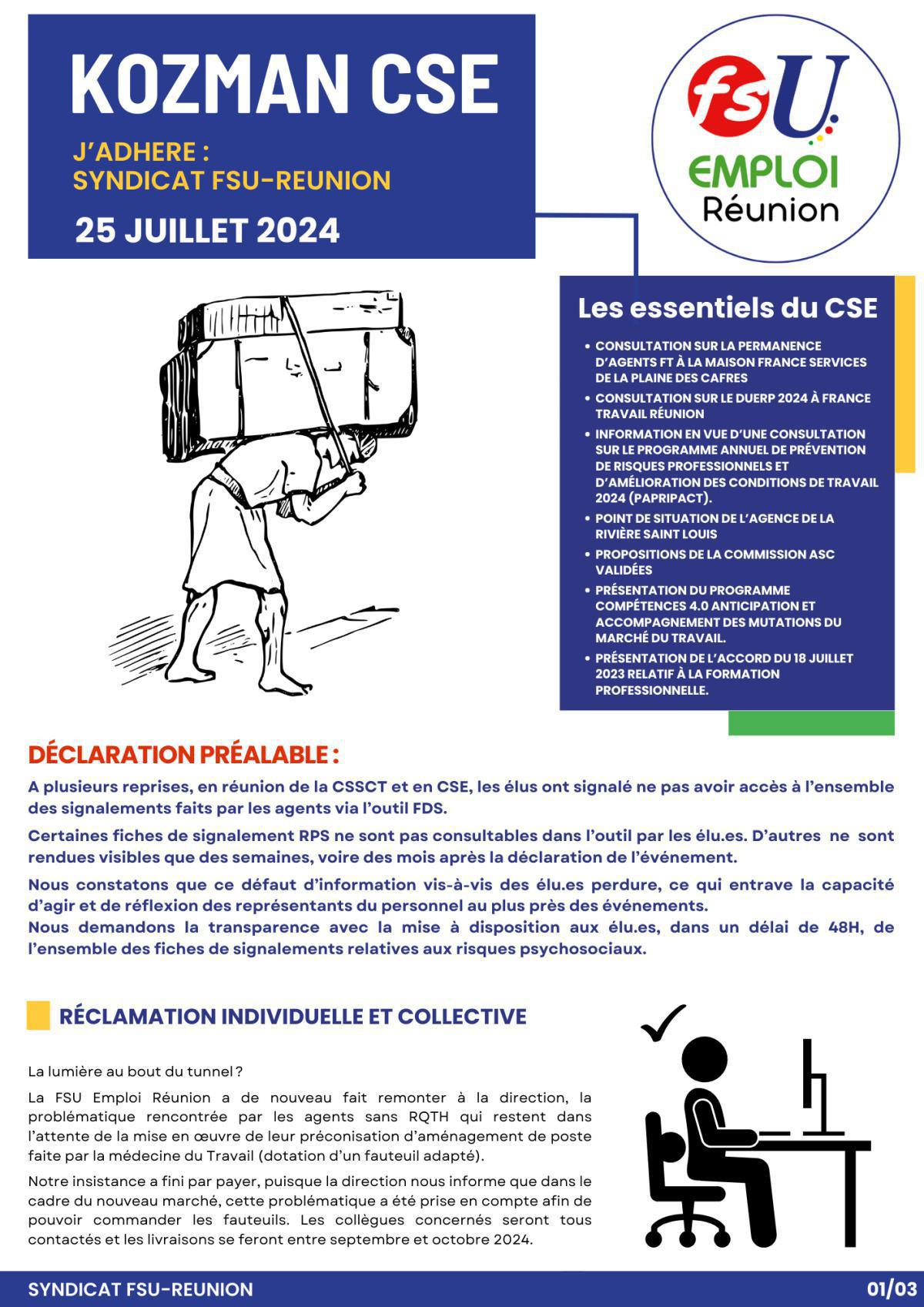 Kozman CSE du 25 juillet 2024