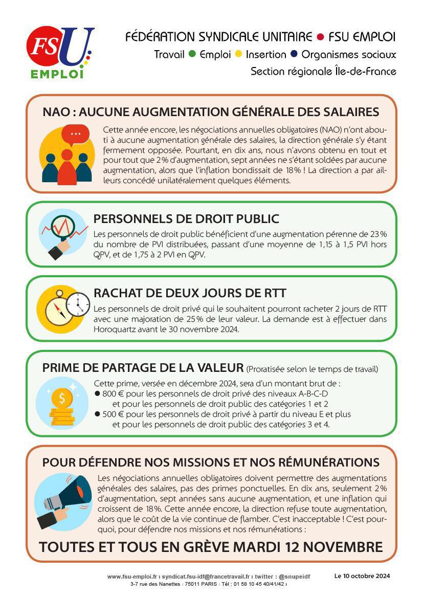 NAO : AUCUNE AUGMENTATION GÉNÉRALE DES SALAIRES