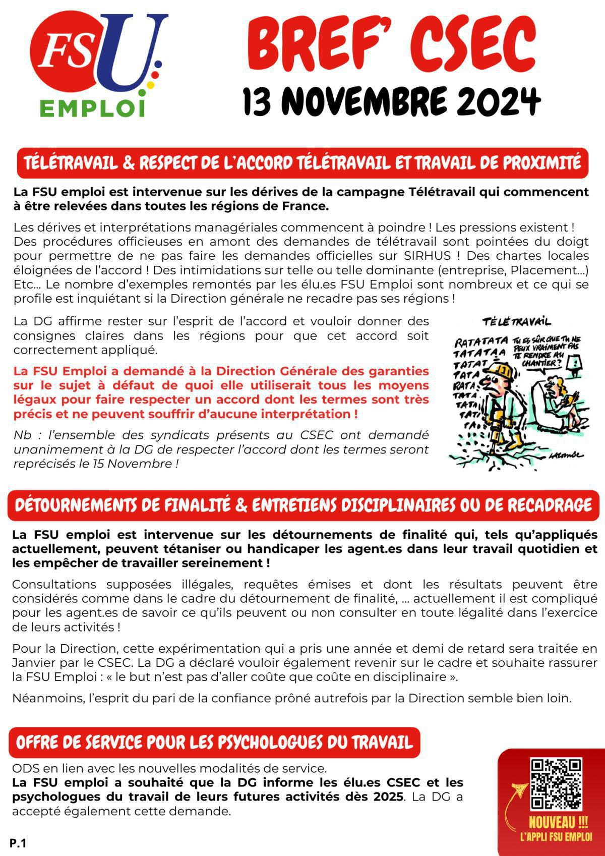 Bref CSEC du 13 novembre Bref CSEC du 13 novembre