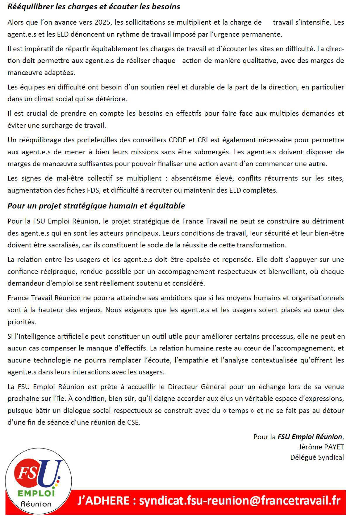 Lettre ouverte au Directeur Général : France Travail, un projet stratégique qui ignore nos priorités sociales.