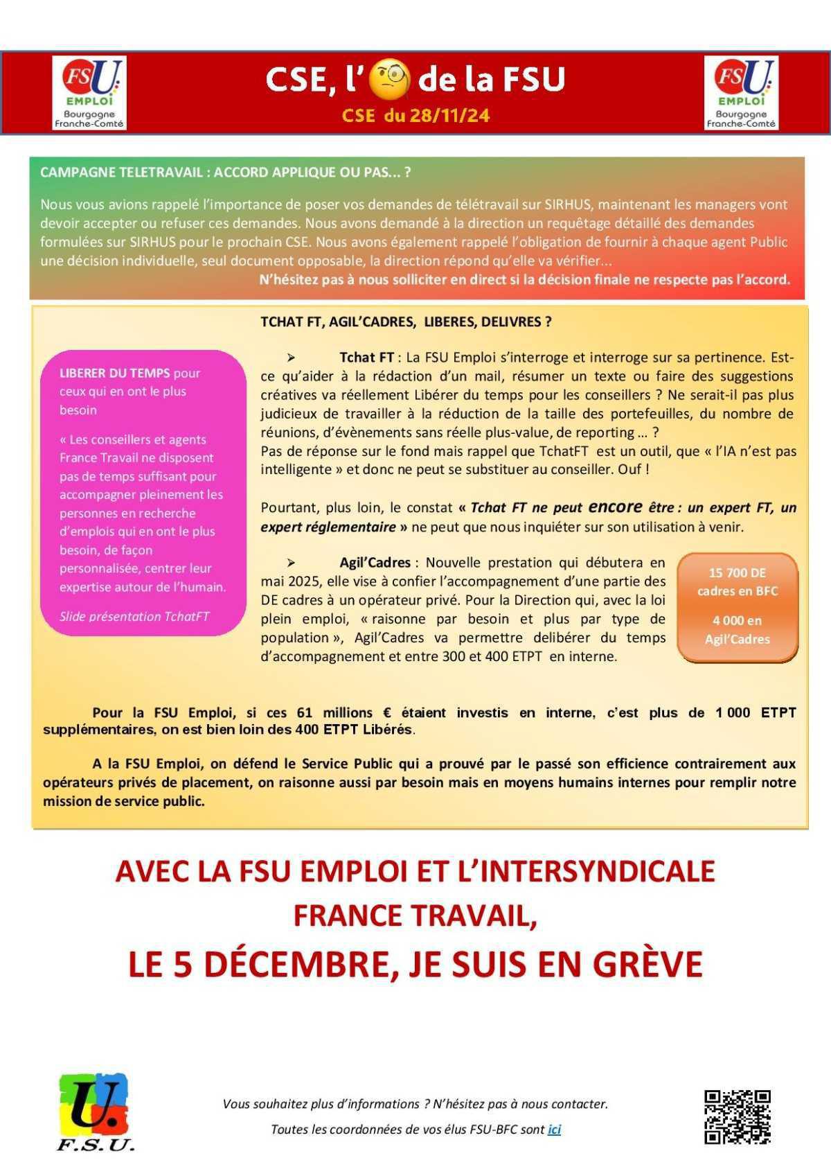 L'oeil de la FSU Emploi - novembre 2024 L'oeil de la FSU Emploi - novembre 2024
