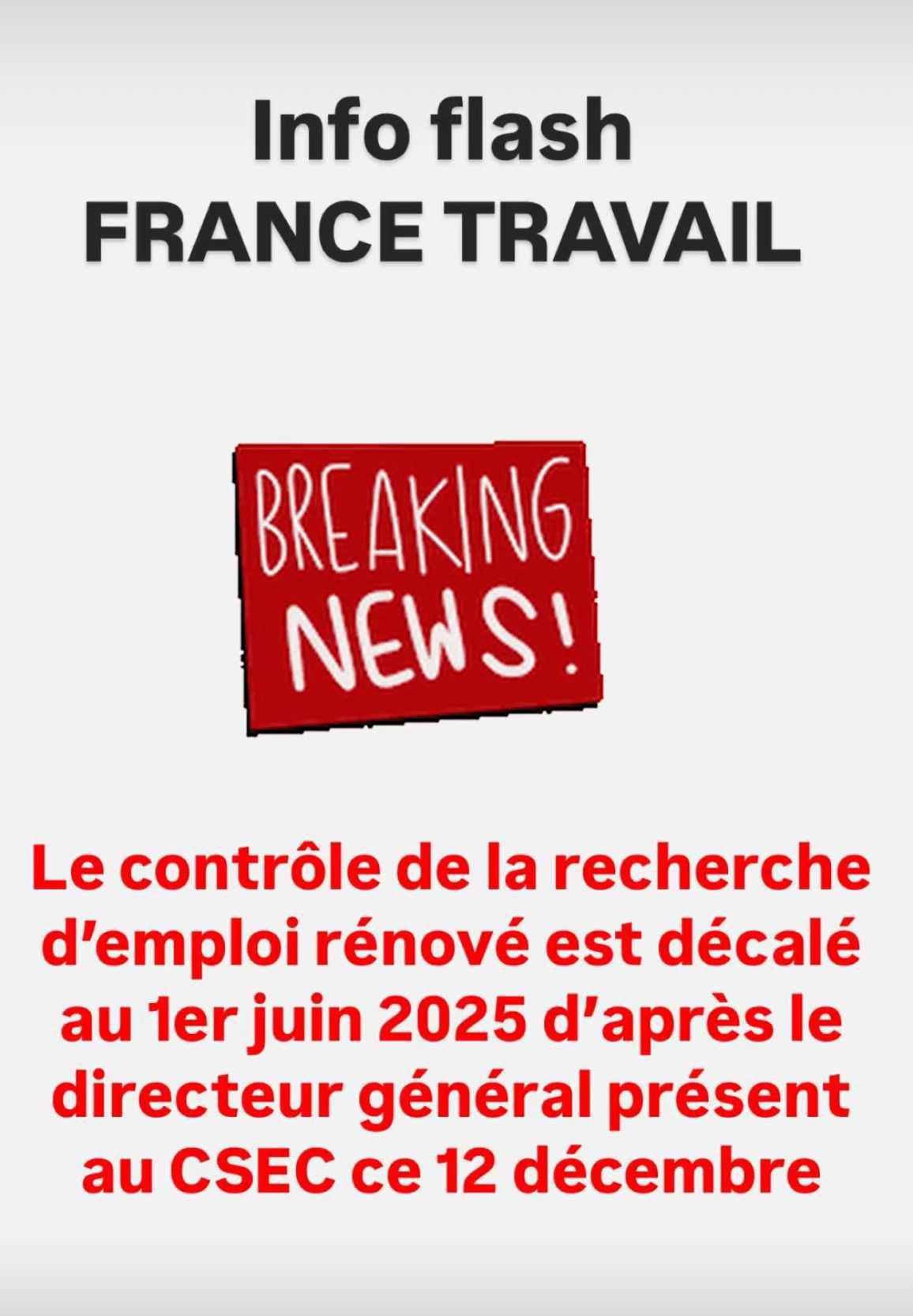 Le contrôle de la recherche d’emploi est décalé au 1er Juin