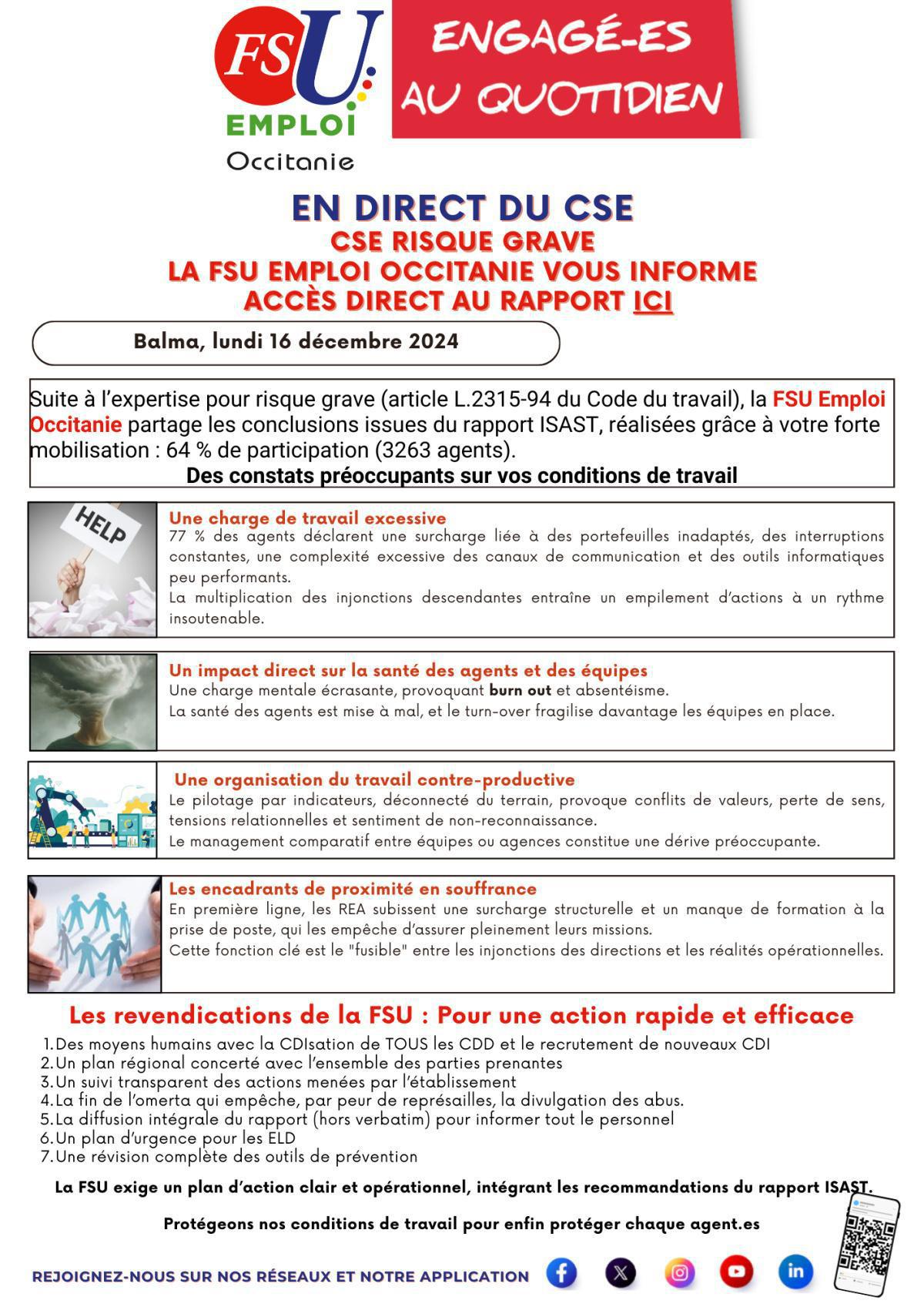 CSE Risque Grave, la FSU Emploi Occitanie vous informe CSE Risque Grave, la FSU Emploi Occitanie vous informe