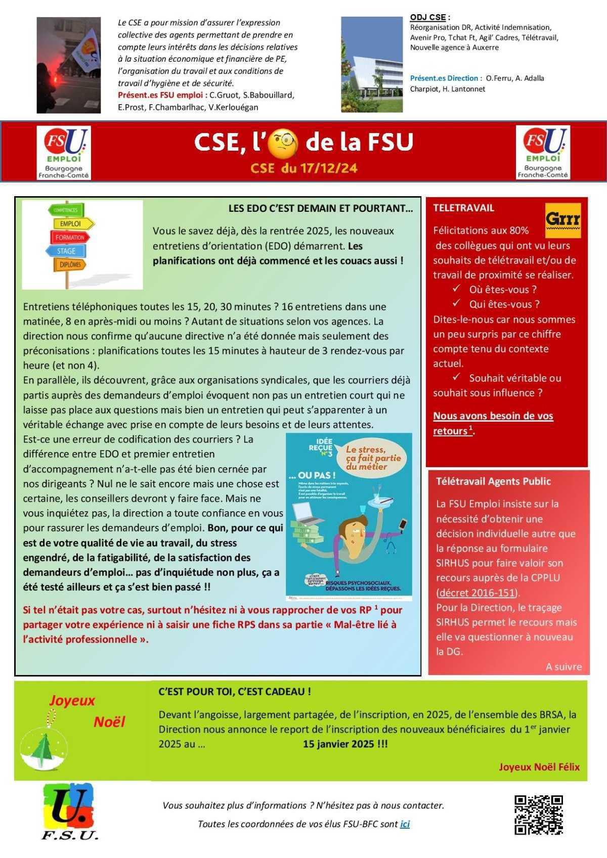 L'oeil de la FSU Emploi - décembre 2024 L'oeil de la FSU Emploi - décembre 2024