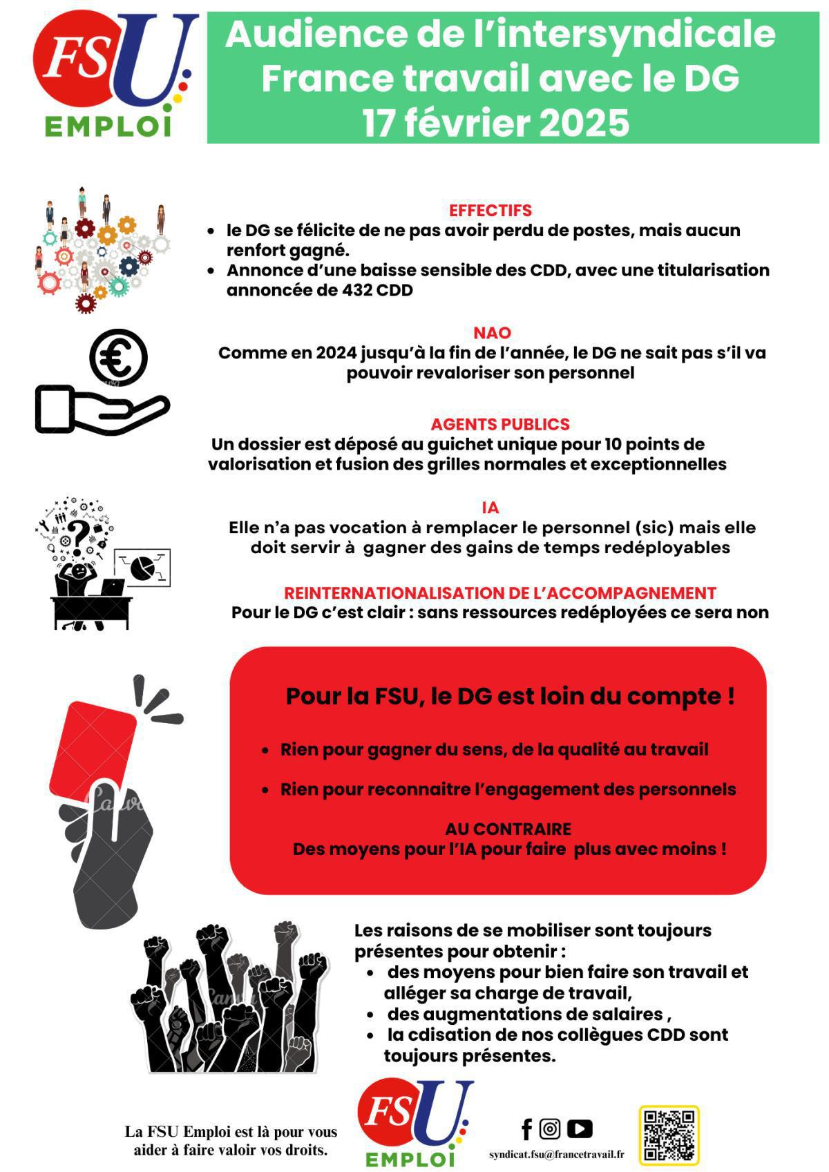 Audience de l'intersyndicale avec le DG le 17 février 2025
