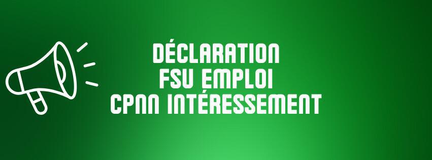 Déclaration FSU Emploi à la CPNN Intéressement 