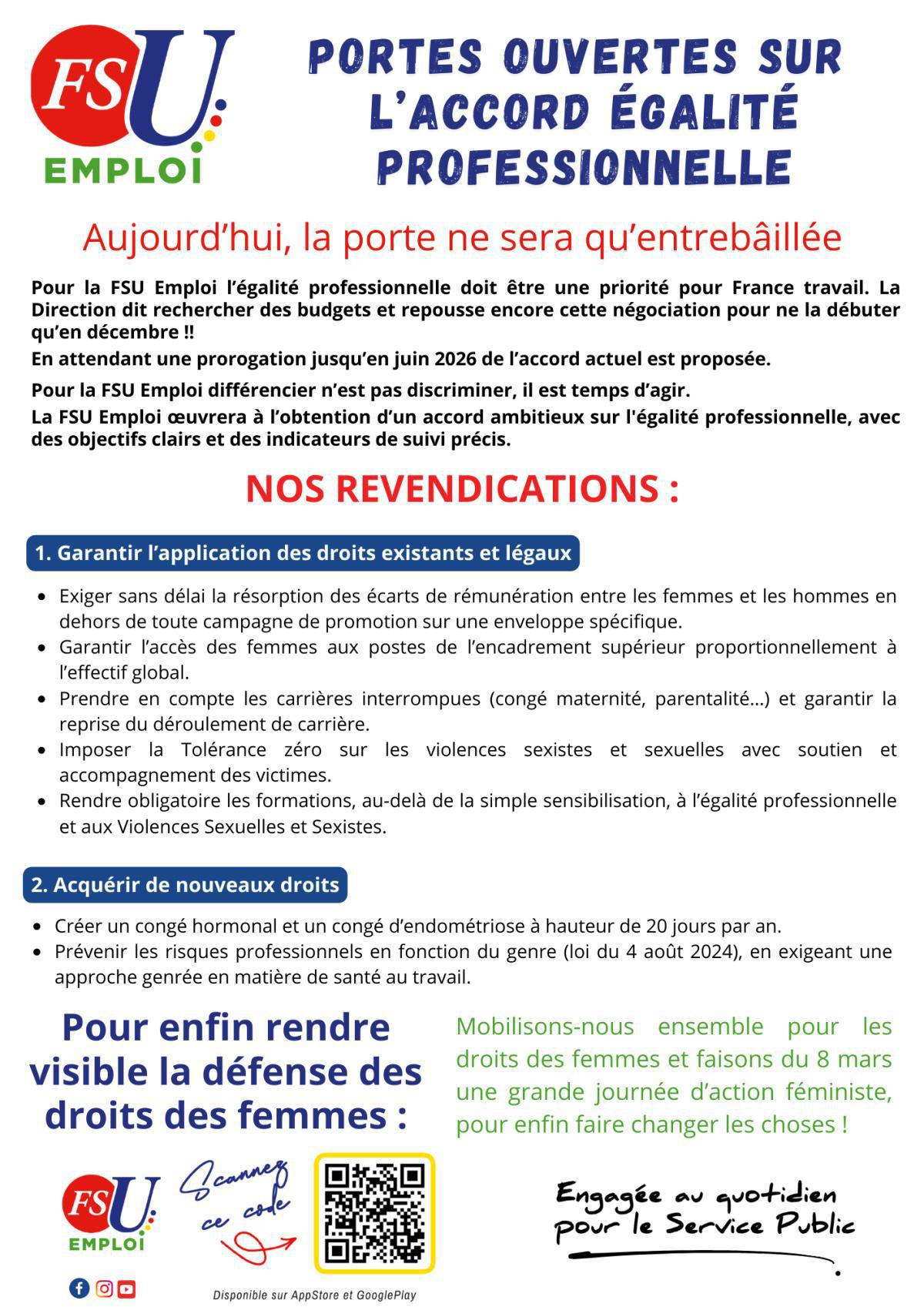 Portes ouvertes sur l’accord égalité professionnelle Portes ouvertes sur l’accord égalité professionnelle