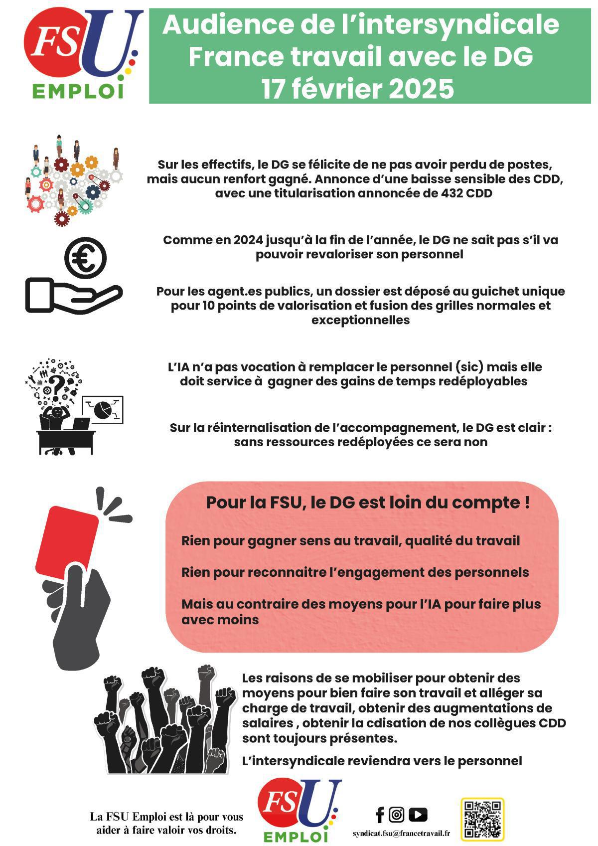 Audience de l’intersyndicale France Travail avec le DG