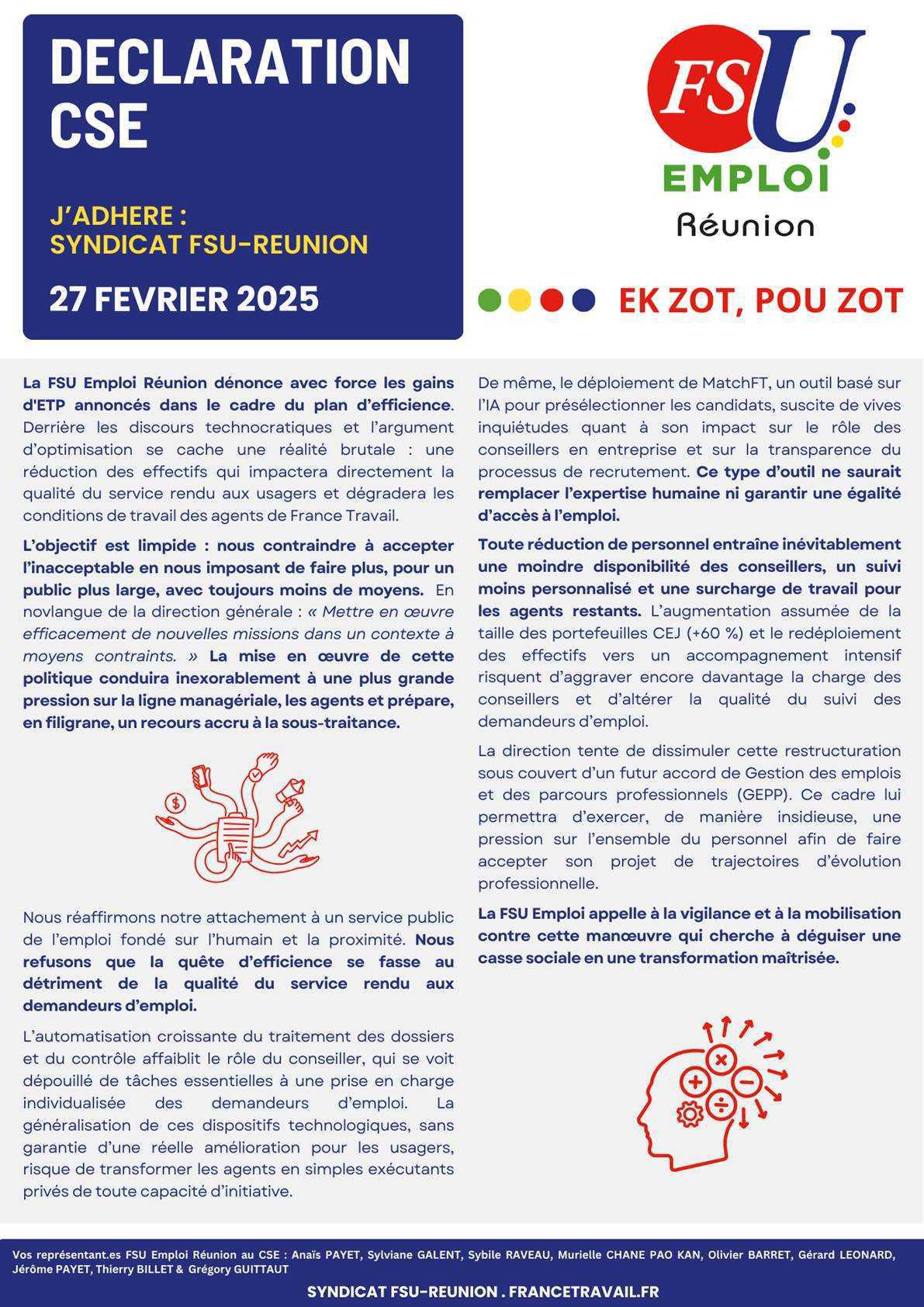 Déclaration de la FSU Emploi Réunion au CSE du 27 Février 2025