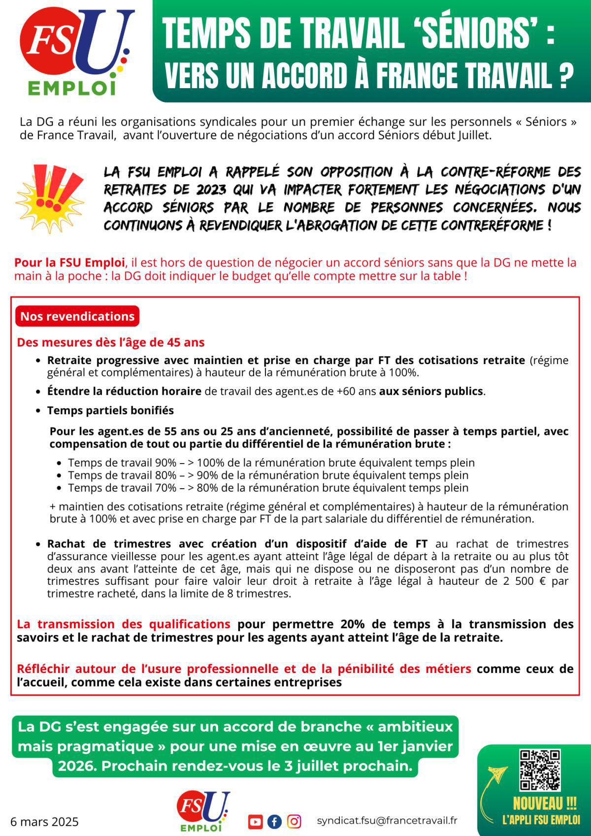 Temps de travail : vers un accord 'séniors' à France Travail ?