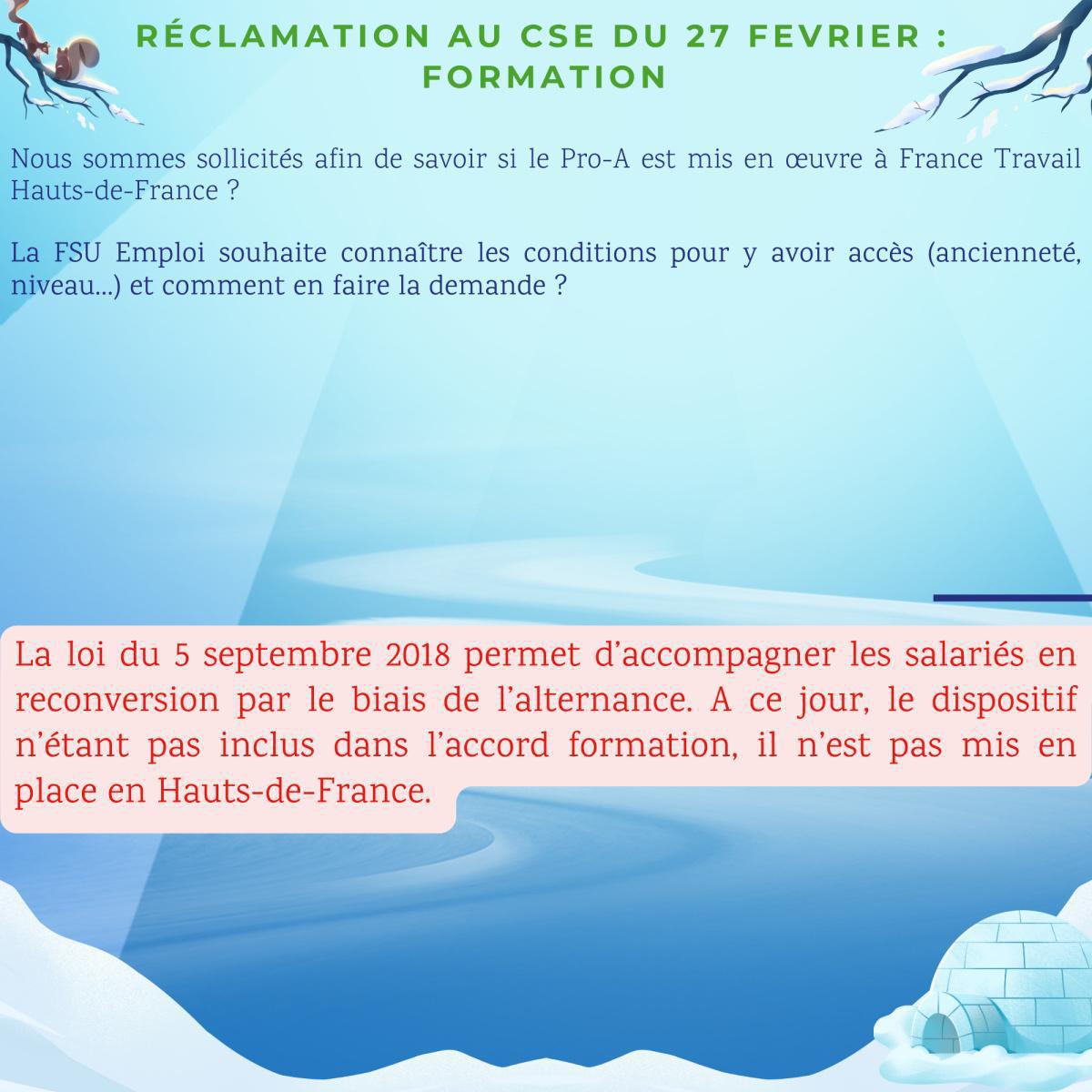 Réclamations au CSE de Février 2025