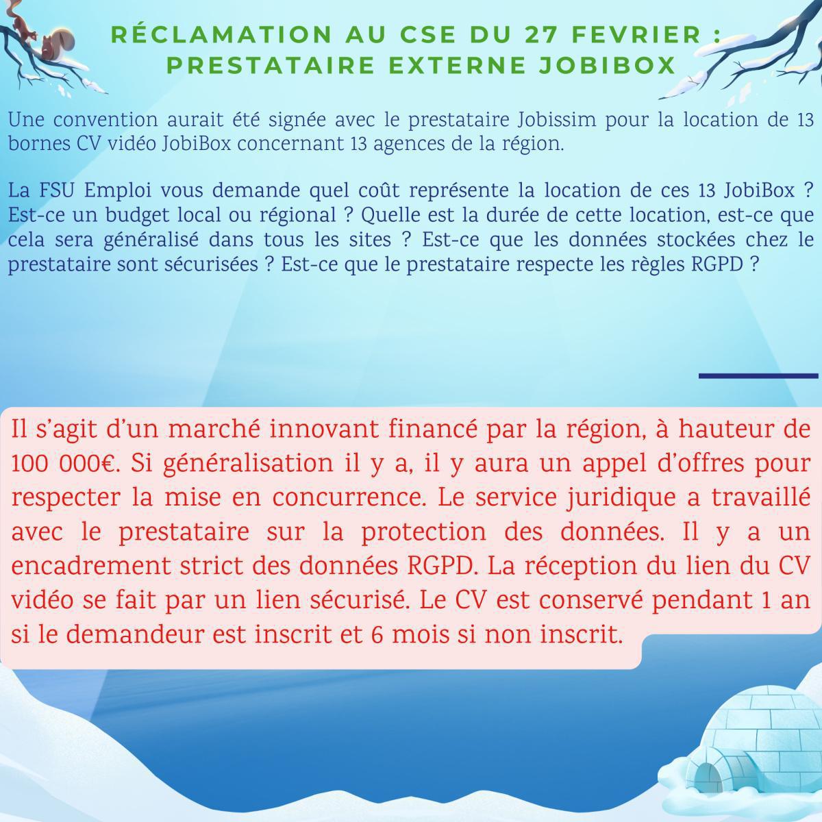 Réclamations au CSE de Février 2025