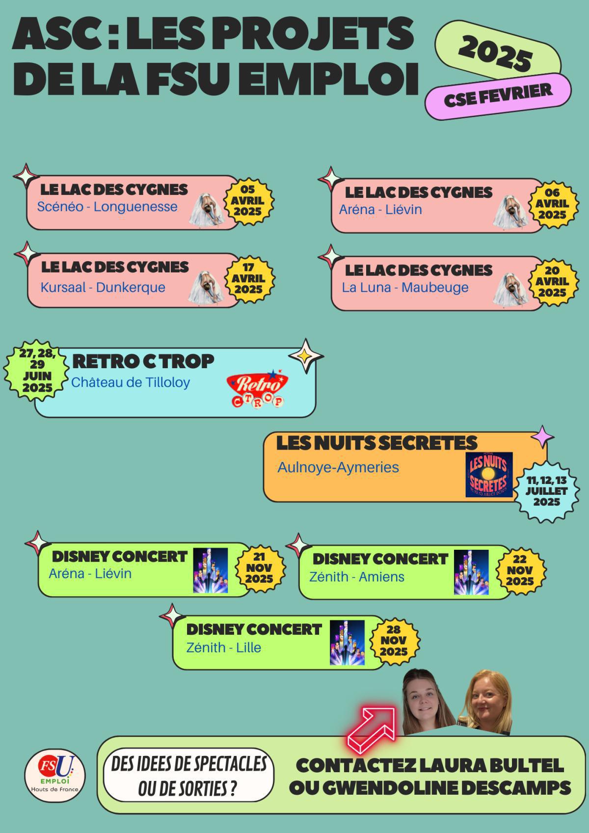 Dernier programme ASC du mois de Février - Envie de sorties, voyage, concert : contactez-nous ! 