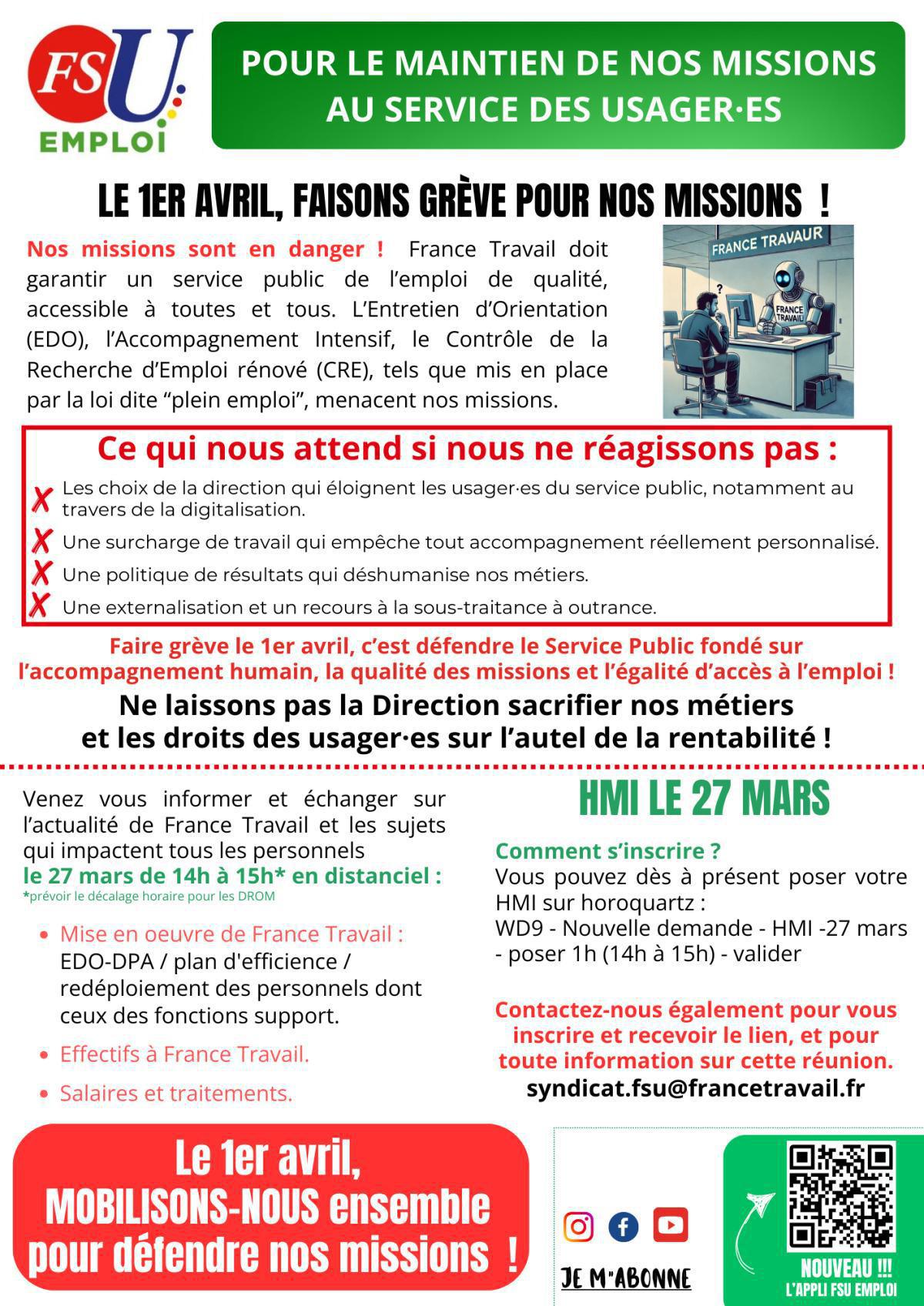 Pour le maintien de nos missions au service des usager·es