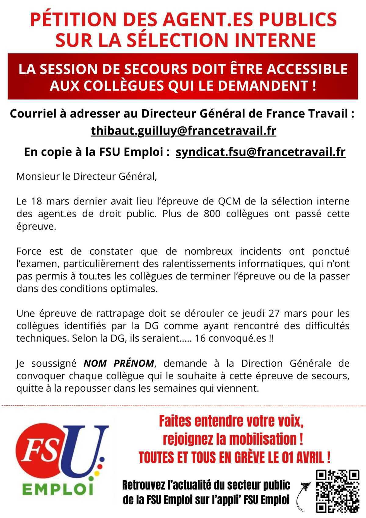 PETITION AGENTS PUBLICS & EPREUVES DE SELECTION PETITION AGENTS PUBLICS & EPREUVES DE SELECTION