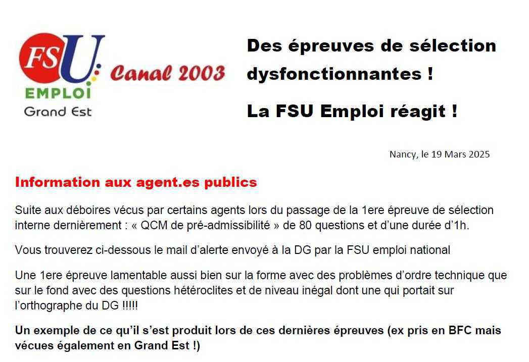 PETITION AGENTS PUBLICS & EPREUVES DE SELECTION 