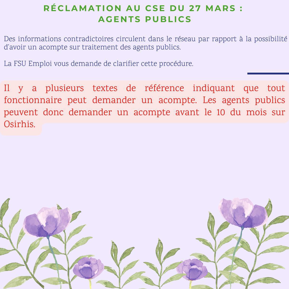 Réclamations au CSE de Mars 2025