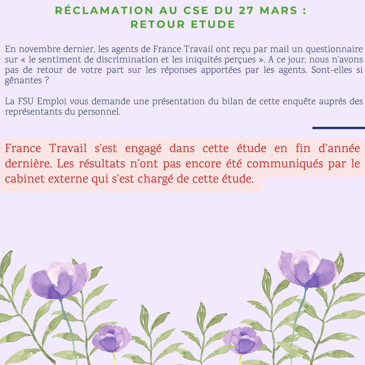 Réclamations au CSE de Mars 2025