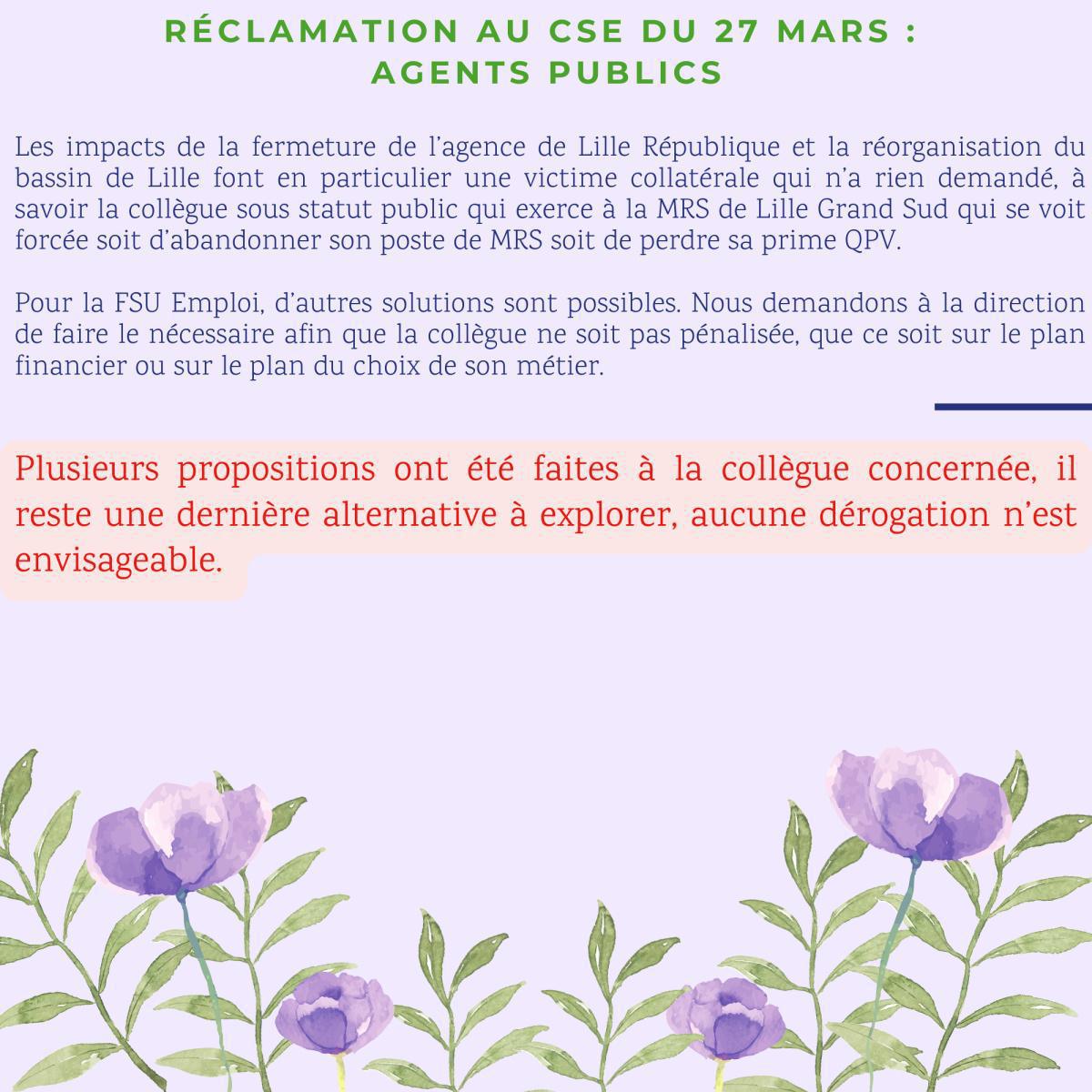 Réclamations au CSE de Mars 2025