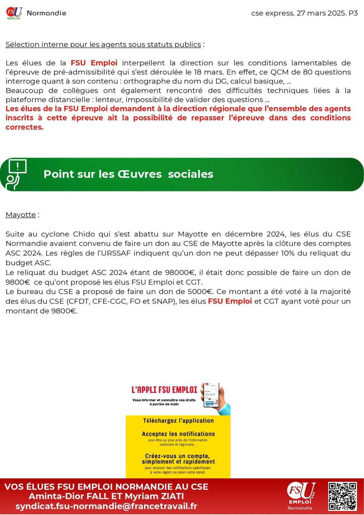 CSE Express du 27 mars 2025