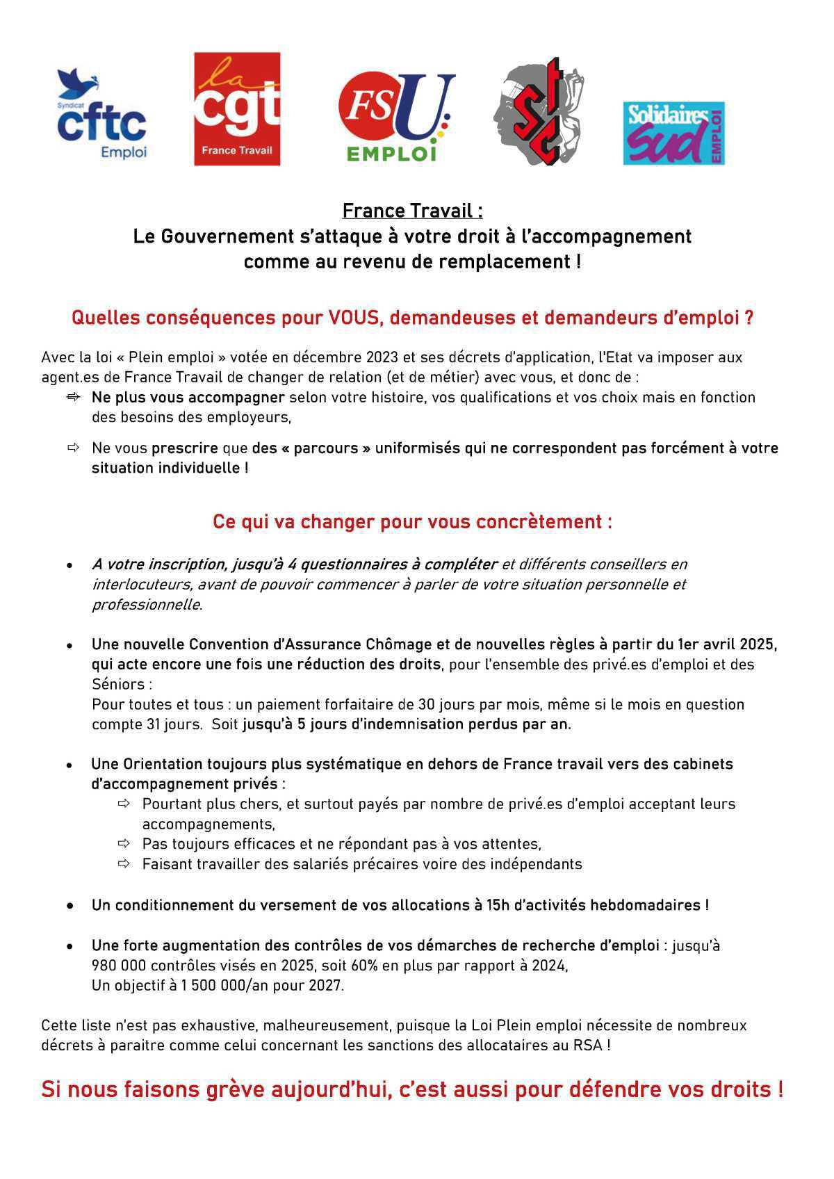 Grève du 1er avril, c’est aussi pour défendre les droits des usagers ! Grève du 1er avril, c’est aussi pour défendre les droits des usagers !