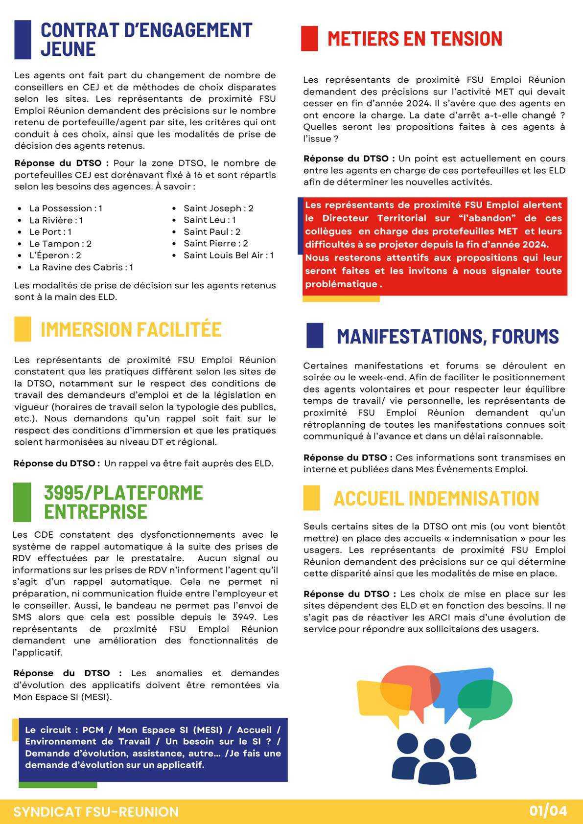 Les RP FSU Emploi Réunion à vos côtés. Mars 2025